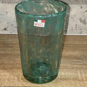 Hand Blown Glass Handcrafted In Mexico Green 6" Tall